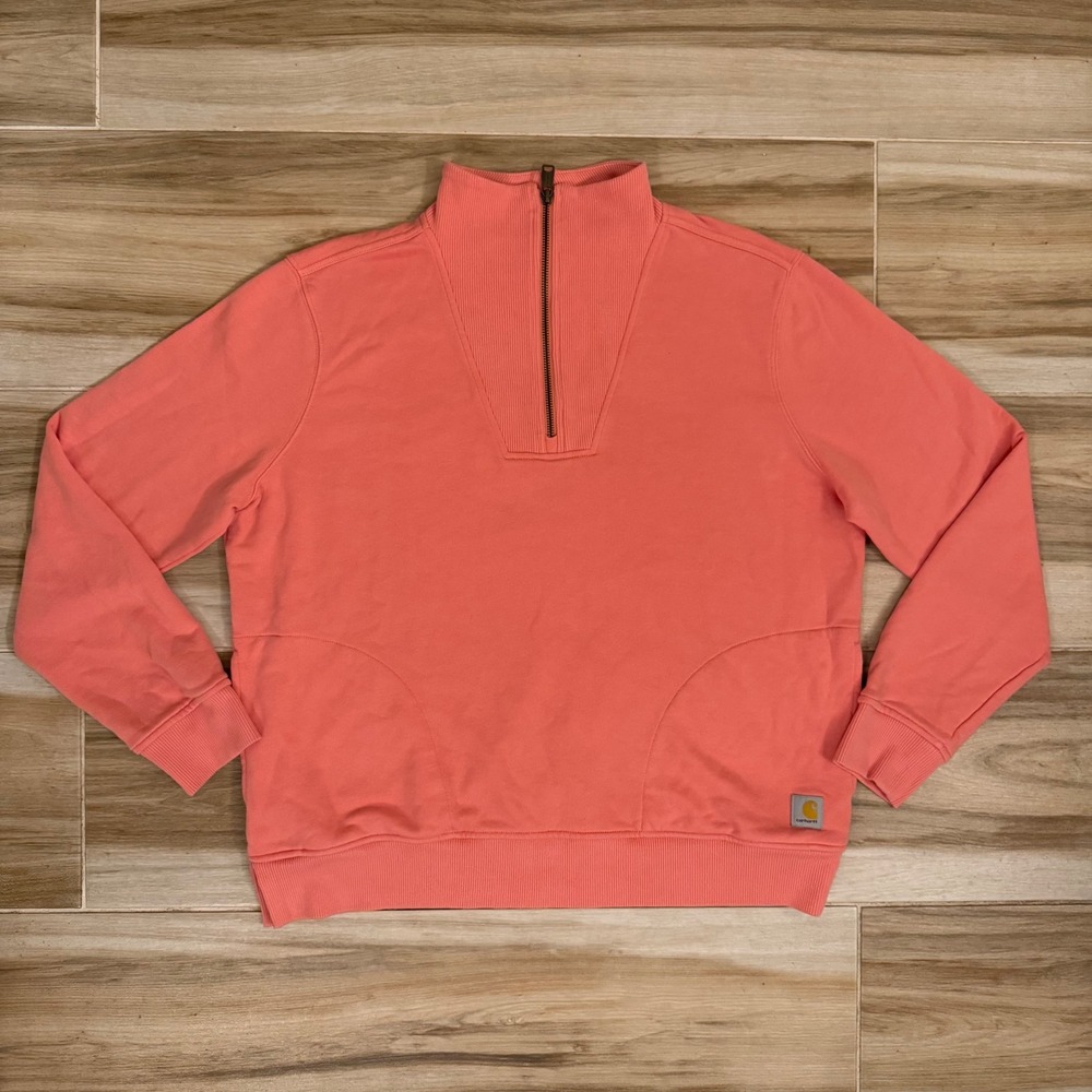 Carhartt Tencel Fiber Series Quarter Zip Sweatshirt Coral Pink TS6451-W L 12-14